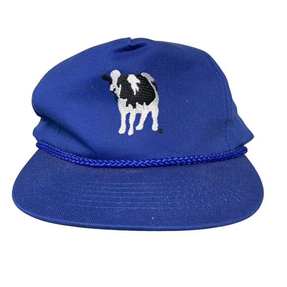 That Hat Vintage Blue Embroidered Cow Cotton Snapback Hat Adult ONE SIZE - Picture 1 of 6